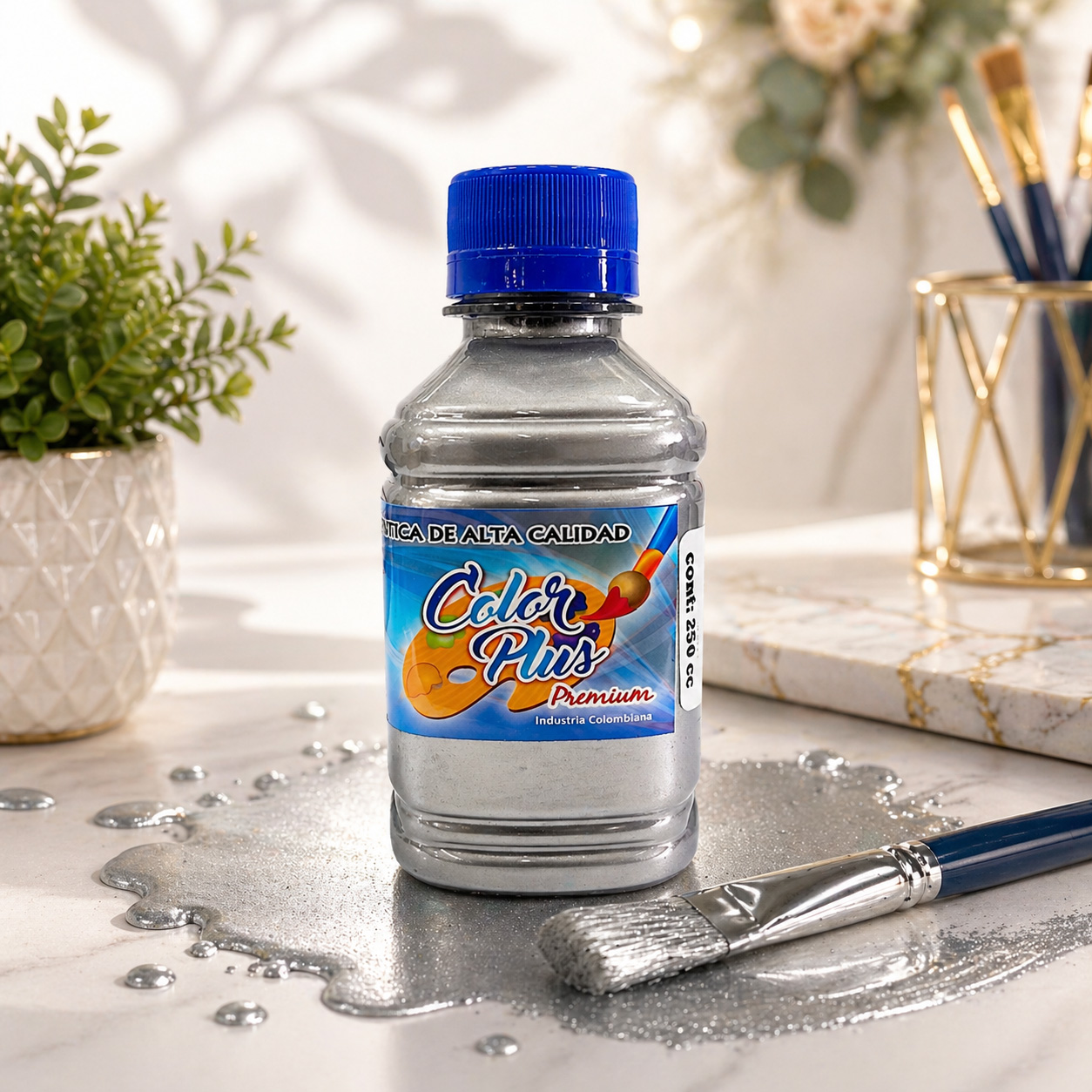 Pintura acrilica 250 ML  - METALIZADO PLATA